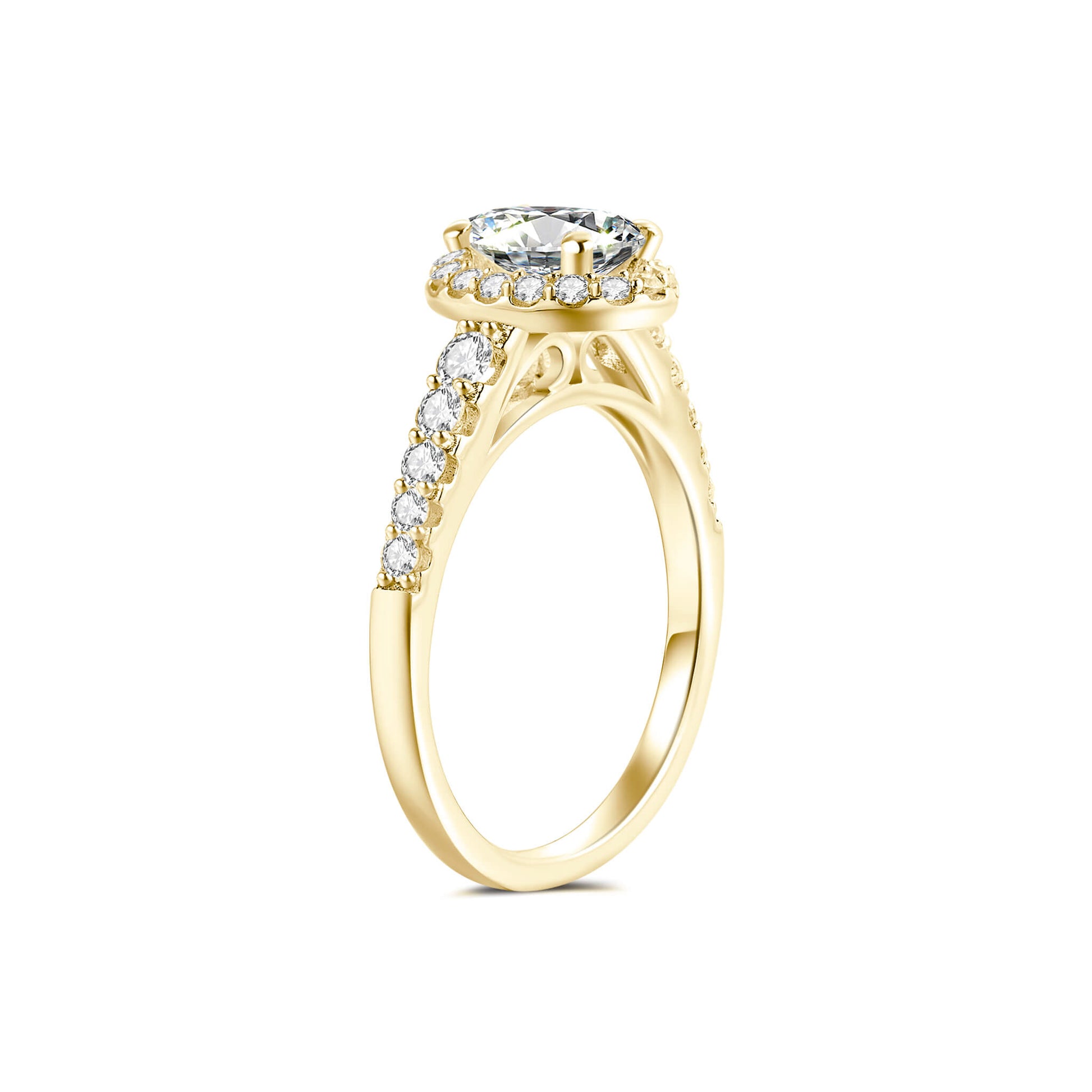 Halo Pave Oval Lab Diamond Ring in 18K Yellow Gold - Neoshine
