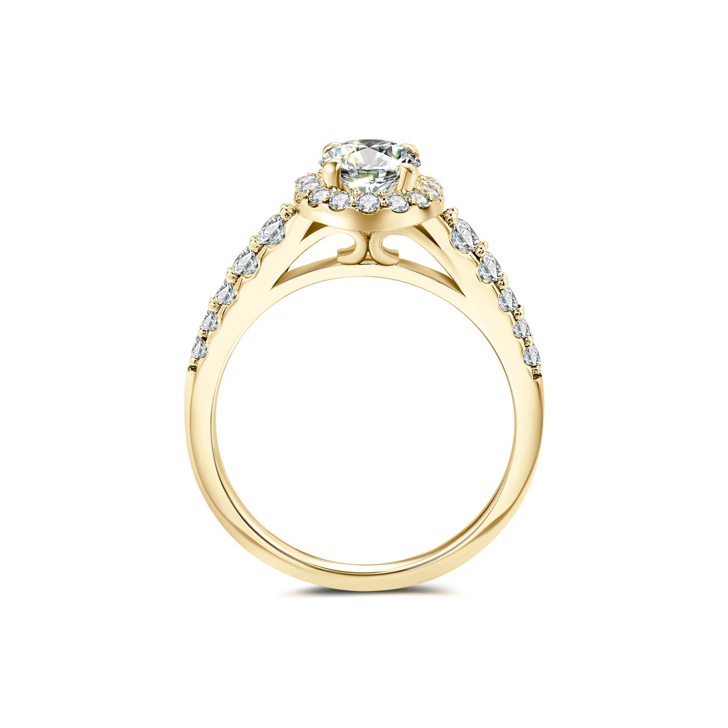 Halo Pave Oval Lab Diamond Ring in 18K Yellow Gold - Neoshine