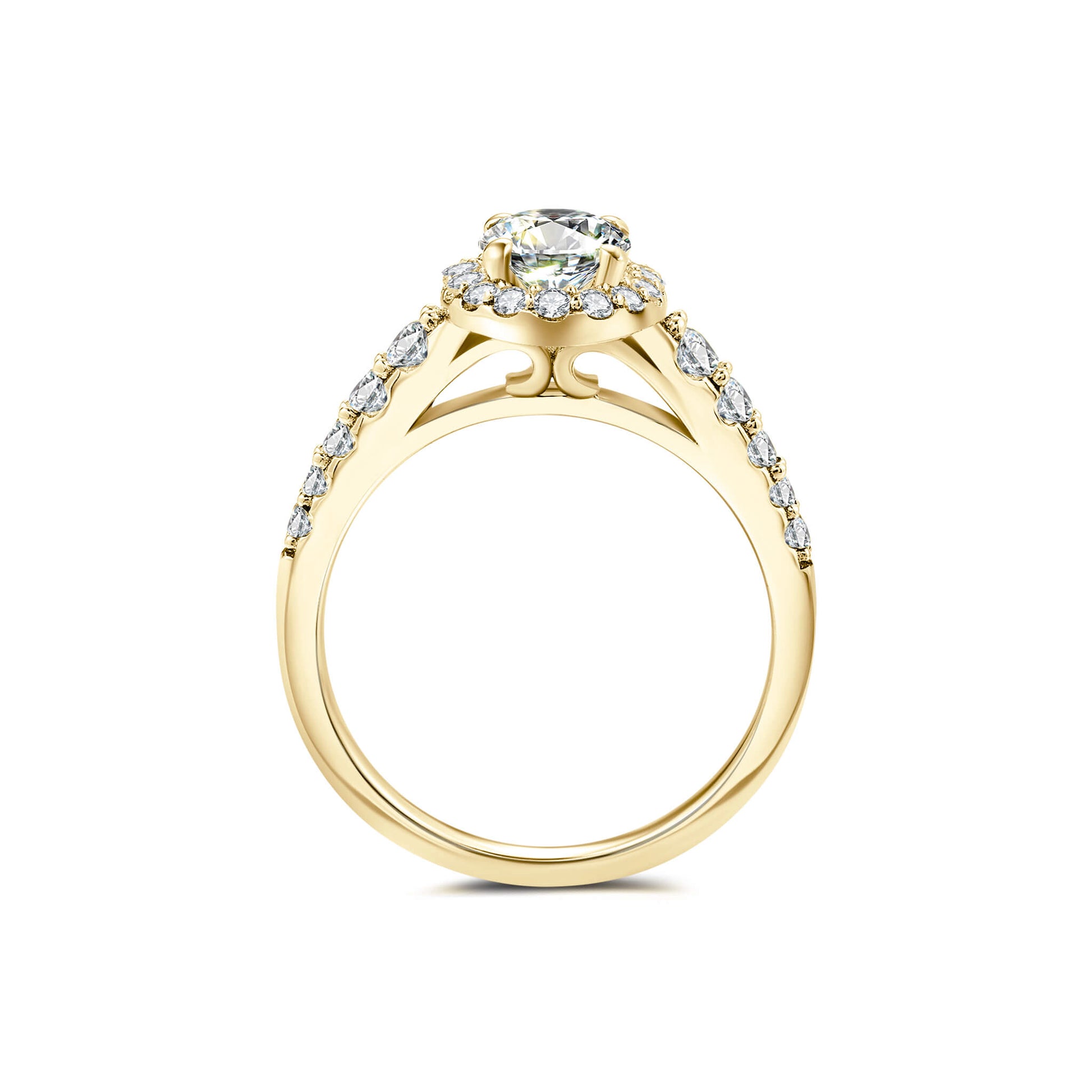 Halo Pave Oval Lab Diamond Ring in 18K Yellow Gold - Neoshine