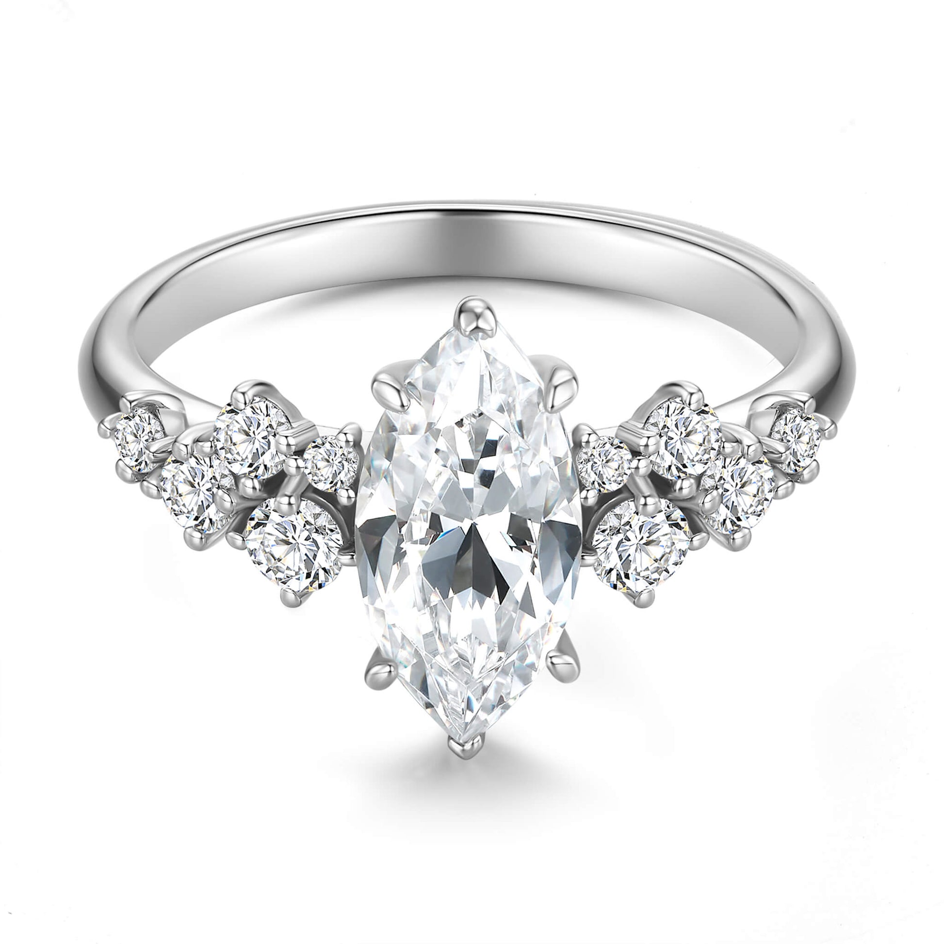 Vintage Marquise Lab Diamond Ring in 18K White Gold - Neoshine