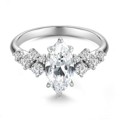 Vintage Marquise Lab Diamond Ring in 18K White Gold - Neoshine