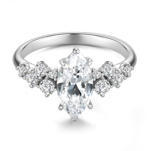 Vintage Marquise Lab Diamond Ring in Platinum - Neoshine