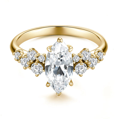Vintage Marquise Lab Diamond Ring in 18K Yellow Gold - Neoshine
