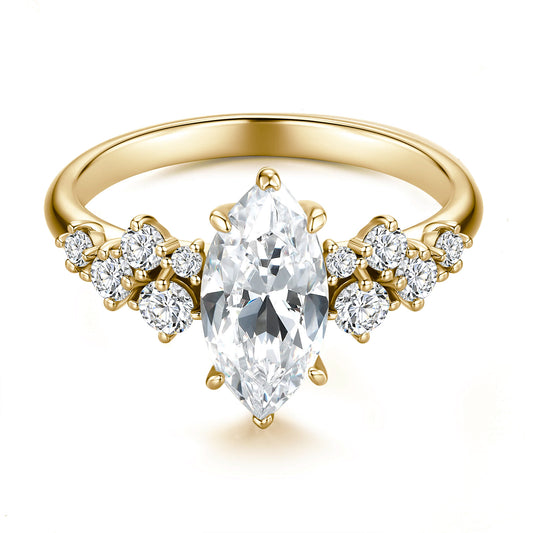 Vintage Marquise Lab Diamond Ring in 18K Yellow Gold - Neoshine