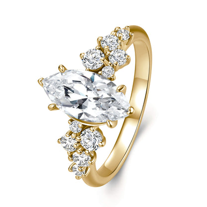 Vintage Marquise Lab Diamond Ring in 18K Yellow Gold - Neoshine