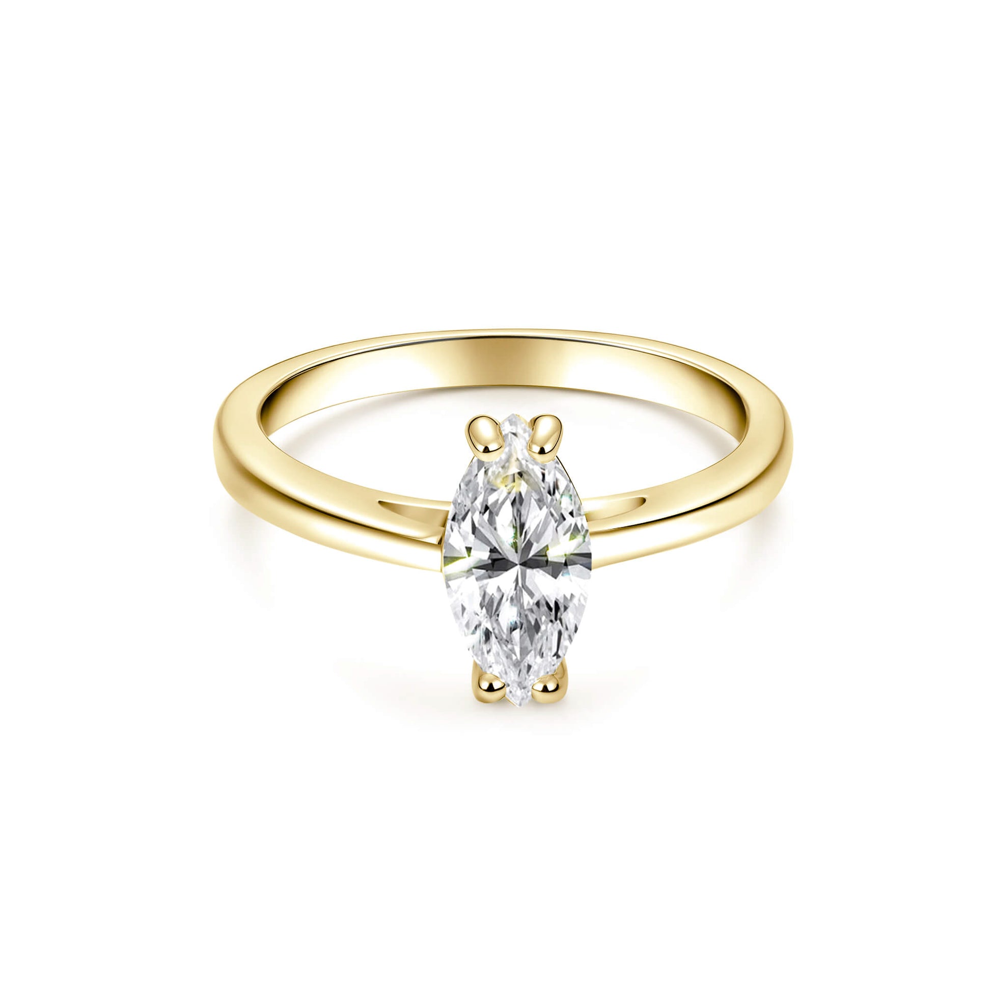 Solitaire Marquise Lab Diamond Ring in 18K Yellow Gold - Neoshine