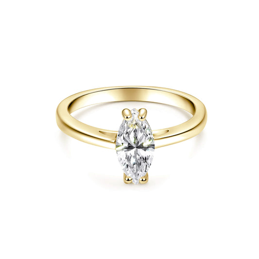 Solitaire Marquise Lab Diamond Ring in 18K Yellow Gold - Neoshine