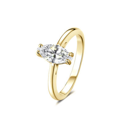 Solitaire Marquise Lab Diamond Ring in 18K Yellow Gold - Neoshine