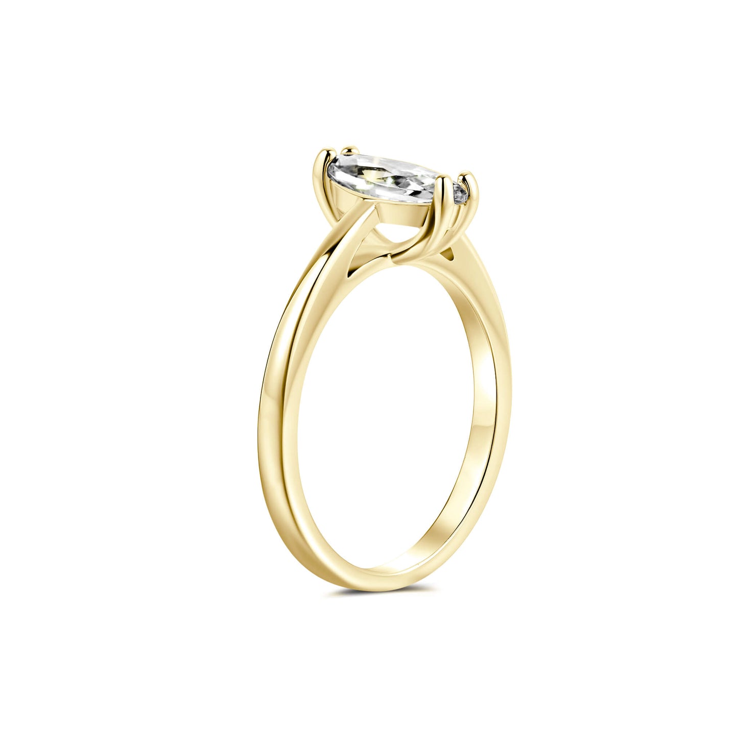 Solitaire Marquise Lab Diamond Ring in 18K Yellow Gold - Neoshine
