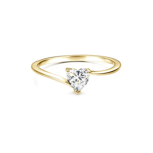 Solitaire Heart Lab Diamond Ring in 18K Yellow Gold - Neoshine