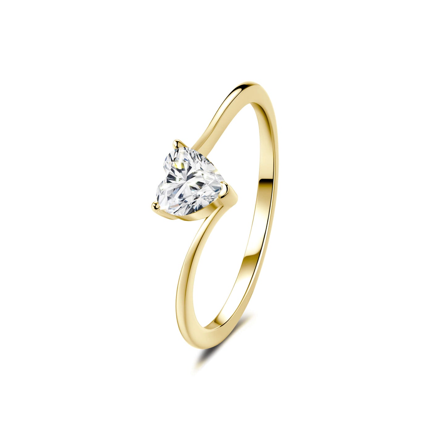 Solitaire Heart Lab Diamond Ring in 18K Yellow Gold - Neoshine