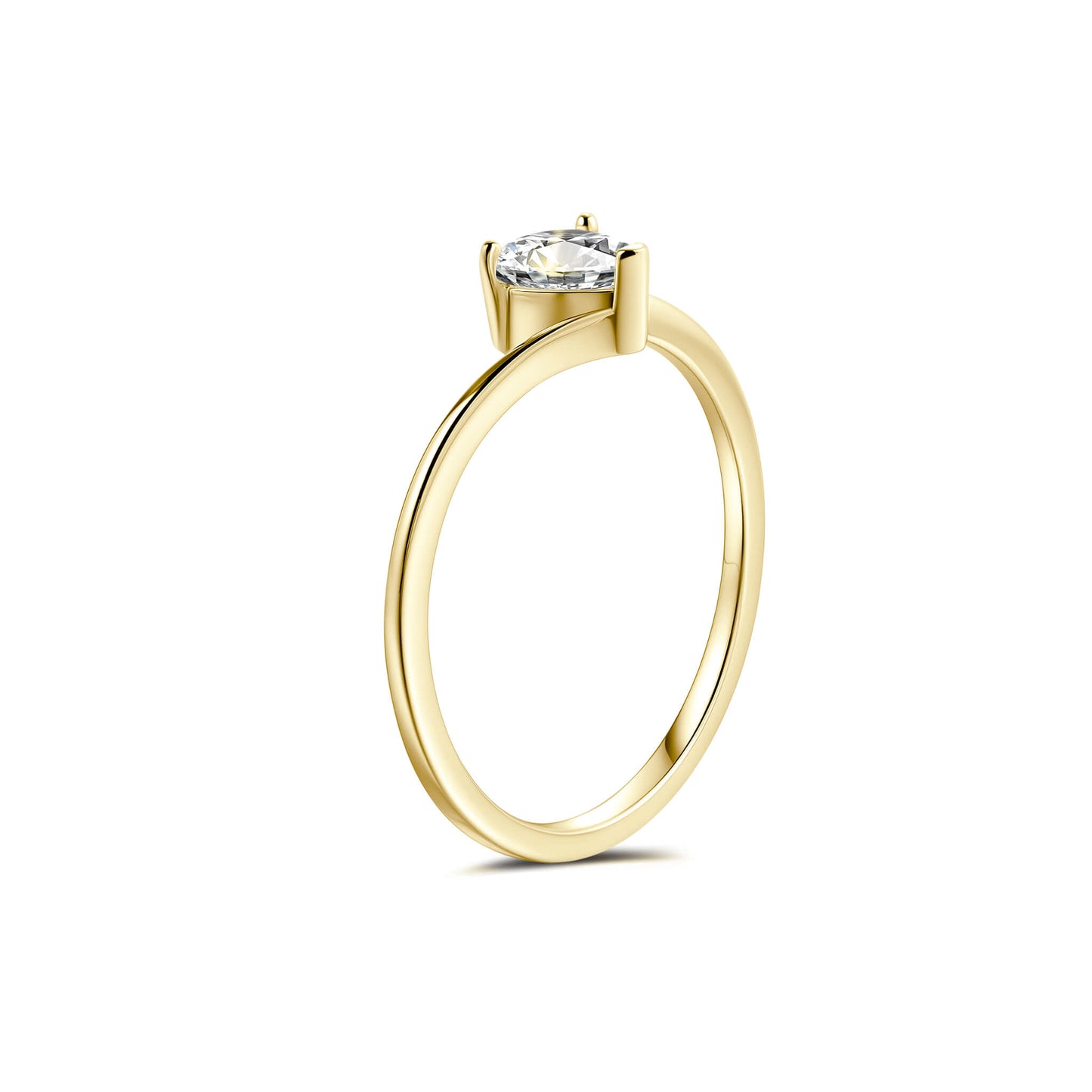 Solitaire Heart Lab Diamond Ring in 18K Yellow Gold - Neoshine