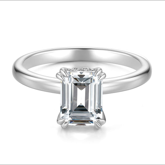 Hidden Halo Emerald Lab Diamond Ring in Platinum - Neoshine