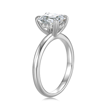 Hidden Halo Emerald Lab Diamond Ring in Platinum - Neoshine