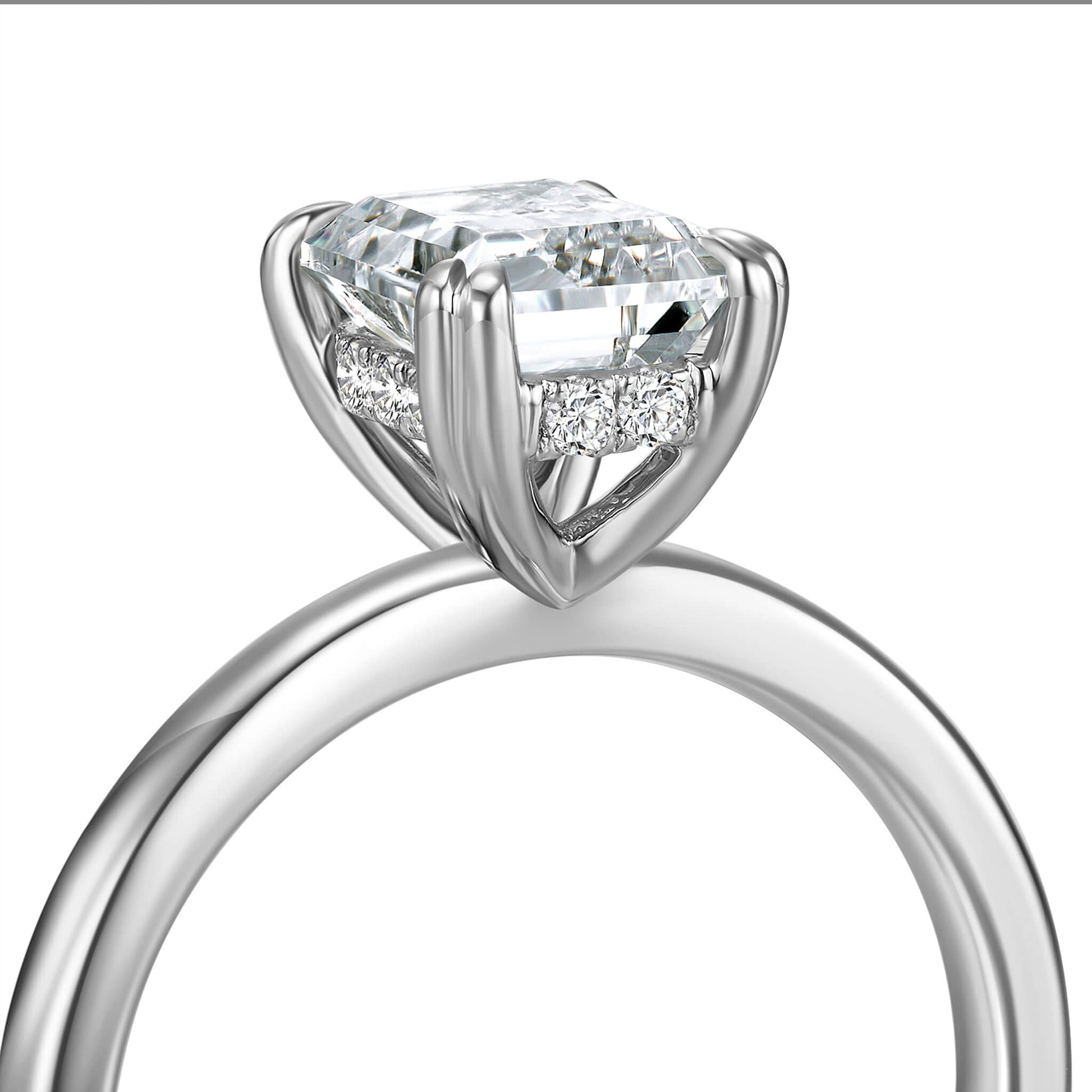Hidden Halo Emerald Lab Diamond Ring in Platinum - Neoshine
