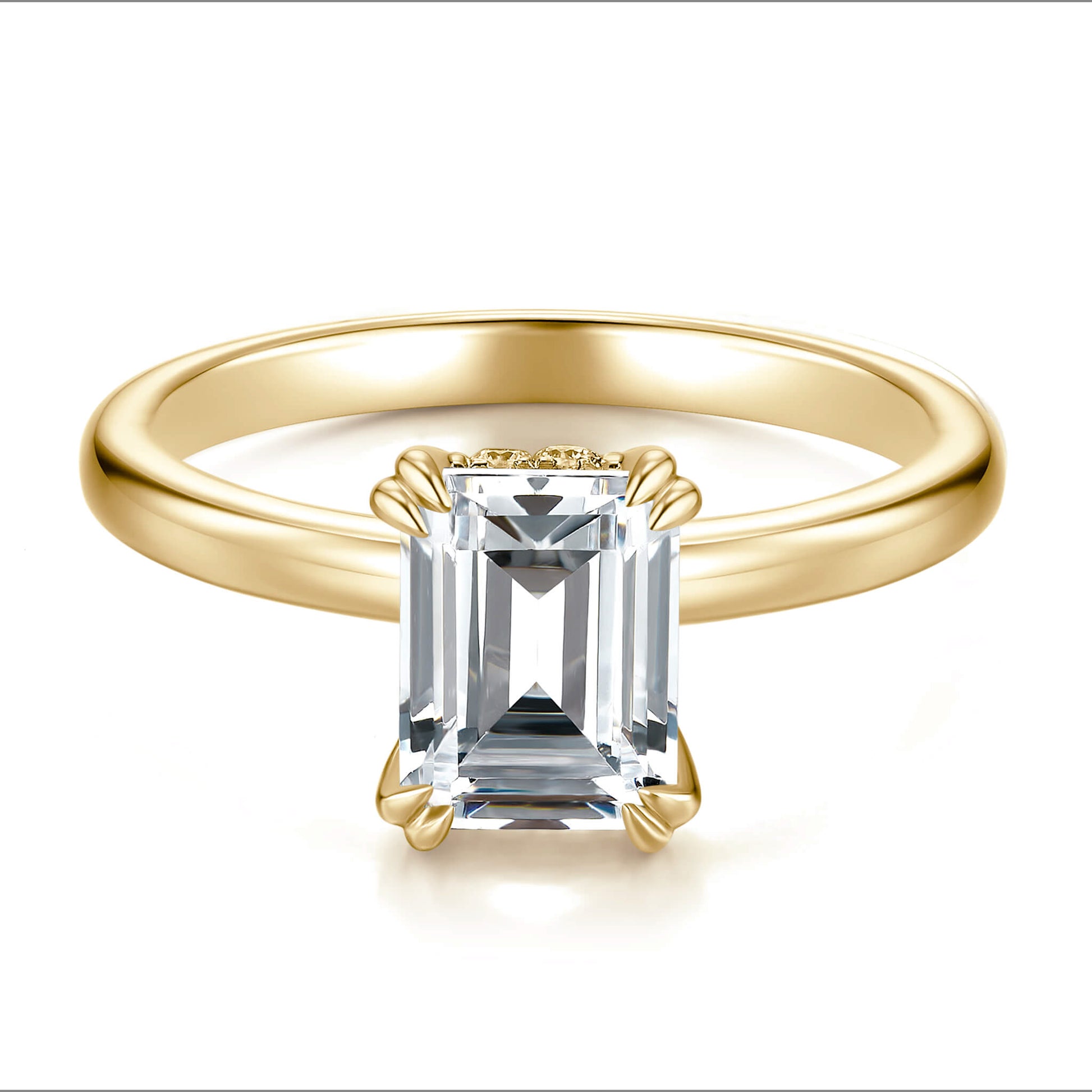 Hidden Halo Emerald Lab Diamond Ring in 18K Yellow Gold - Neoshine