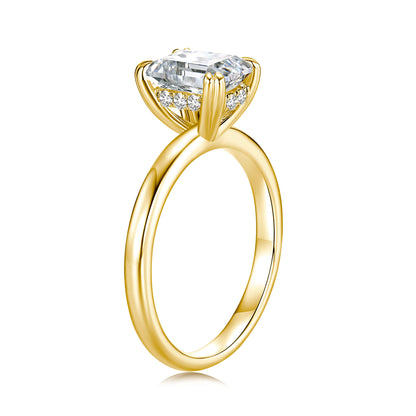 Hidden Halo Emerald Lab Diamond Ring in 18K Yellow Gold - Neoshine