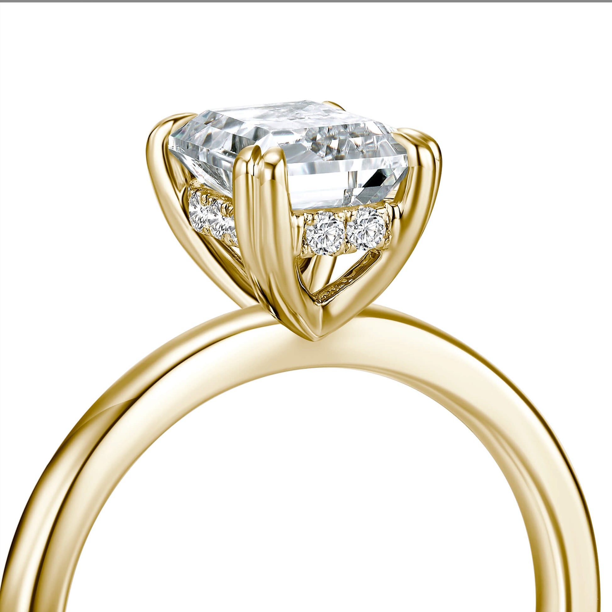 Hidden Halo Emerald Lab Diamond Ring in 18K Yellow Gold - Neoshine