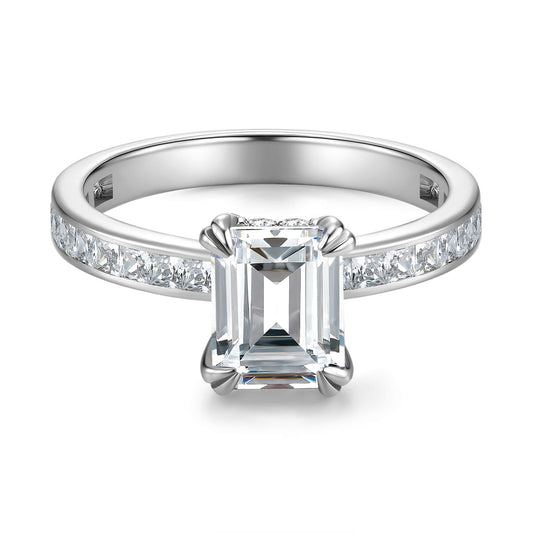 Solitaire Emerald Lab Diamond Ring in Platinum - Neoshine