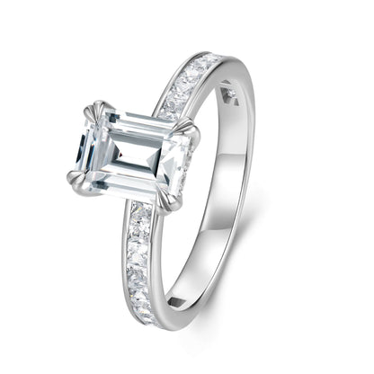 Solitaire Emerald Lab Diamond Ring in Platinum - Neoshine