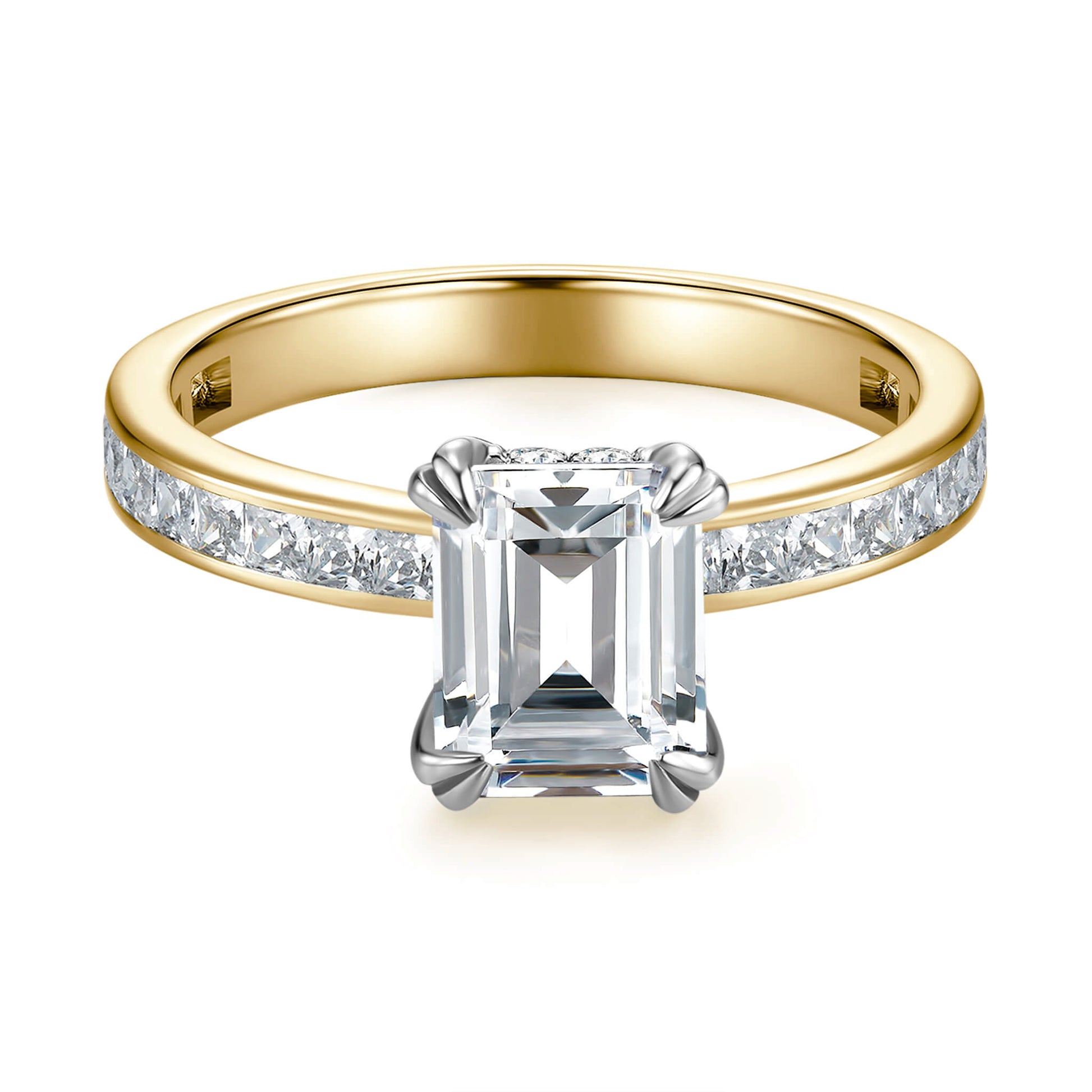 Solitaire Emerald Lab Diamond Ring in 18K Yellow Gold - Neoshine