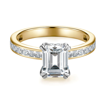 Solitaire Emerald Lab Diamond Ring in 18K Yellow Gold - Neoshine