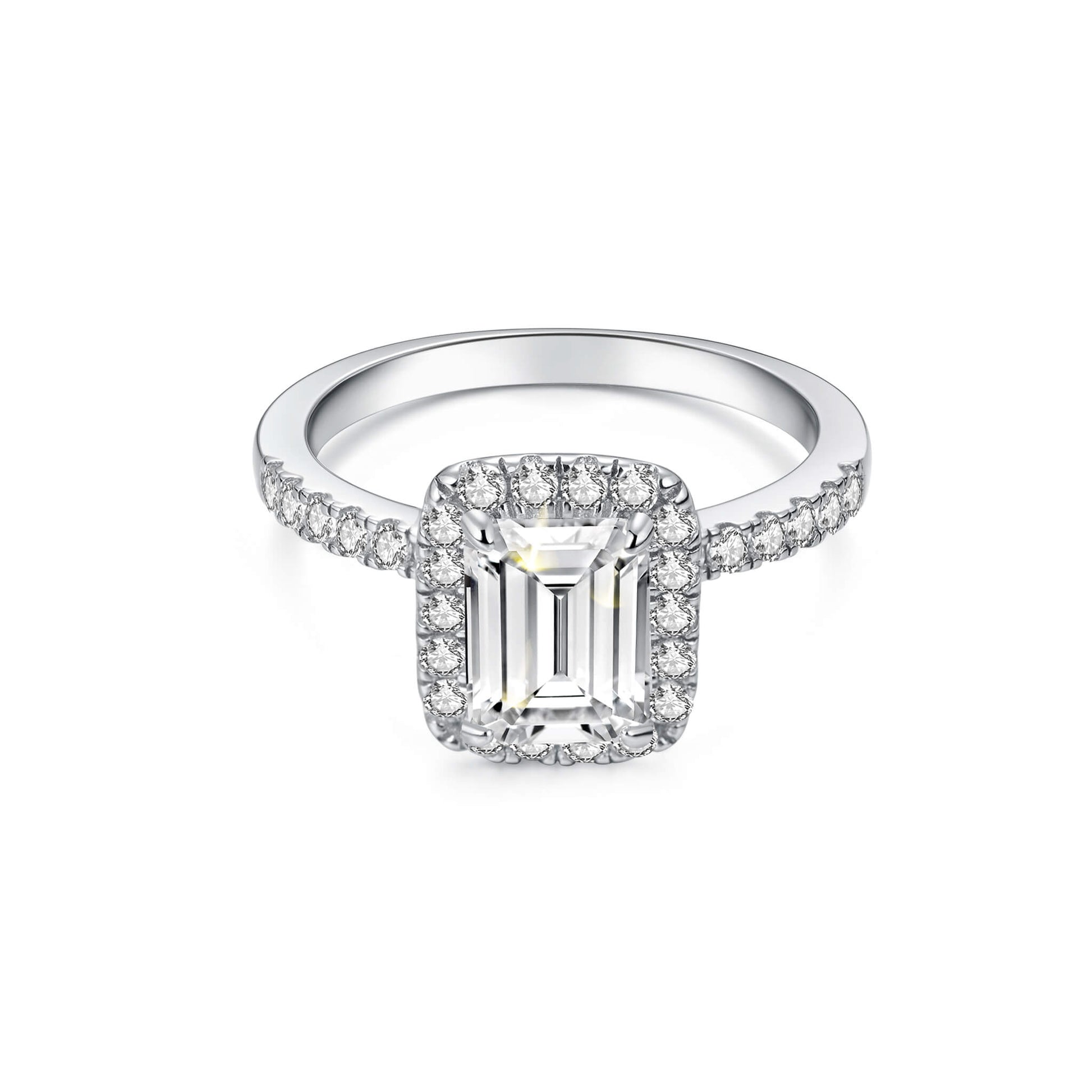 Halo Emerald Lab Diamond Ring in Platinum - Neoshine