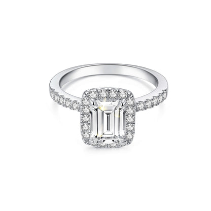 Halo Emerald Lab Diamond Ring in Platinum - Neoshine