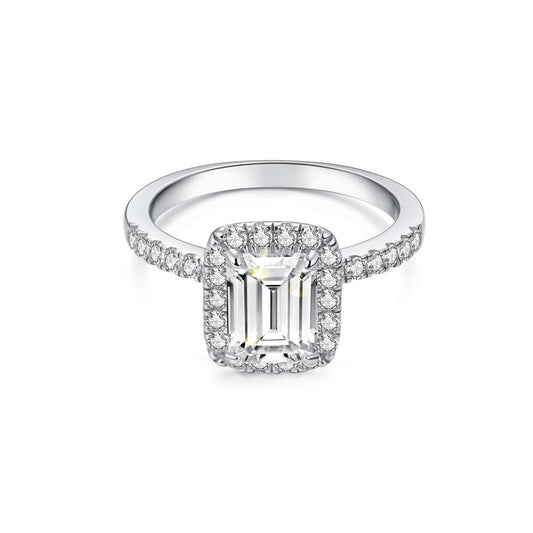 Halo Emerald Lab Diamond Ring in Platinum - Neoshine
