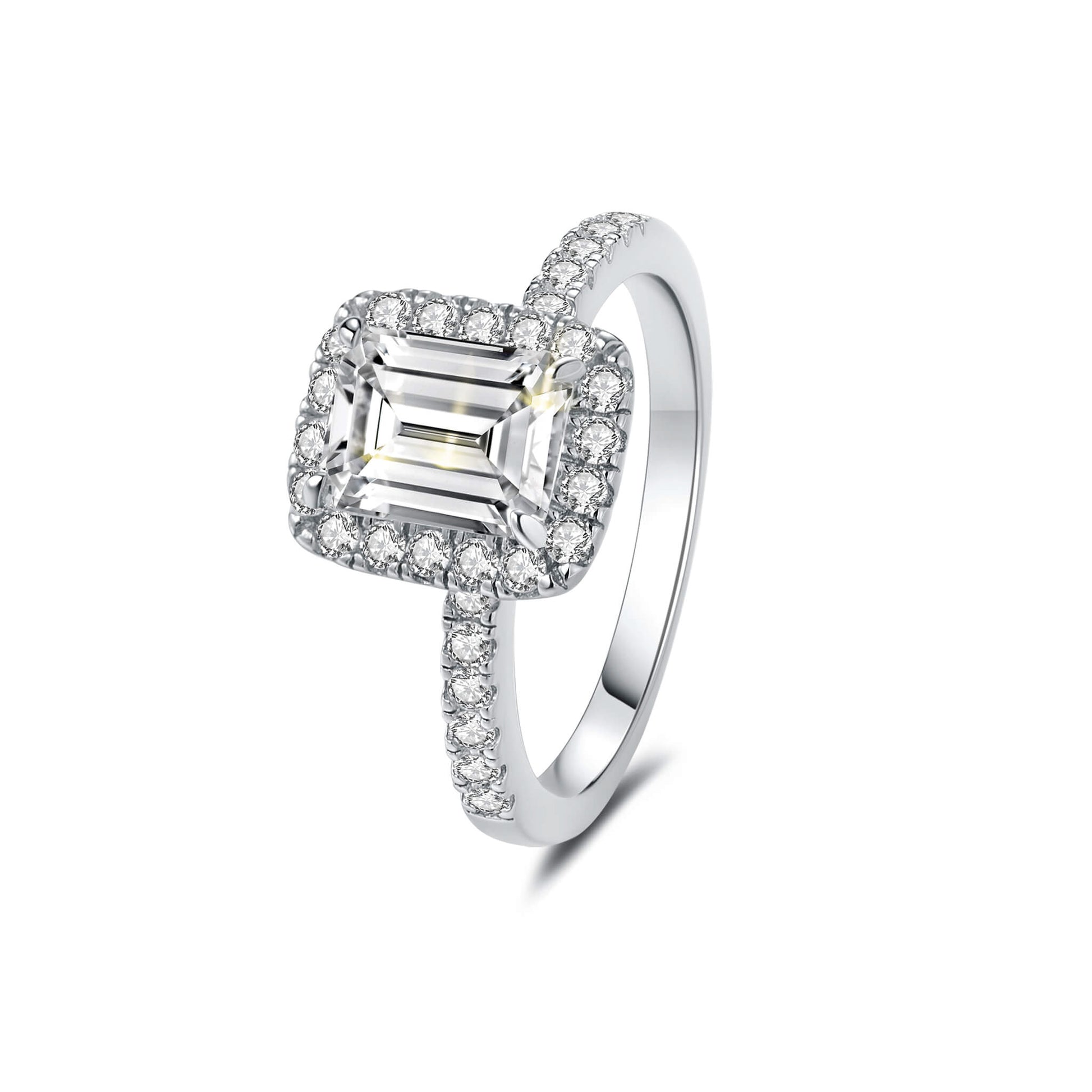 Halo Emerald Lab Diamond Ring in Platinum - Neoshine