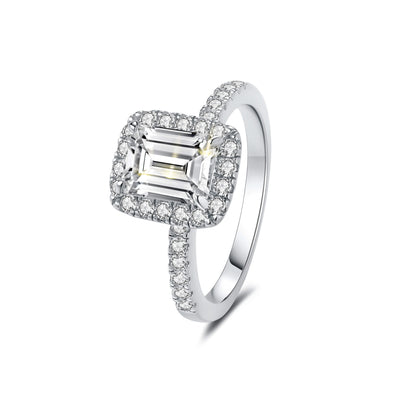 Halo Emerald Lab Diamond Ring in Platinum - Neoshine