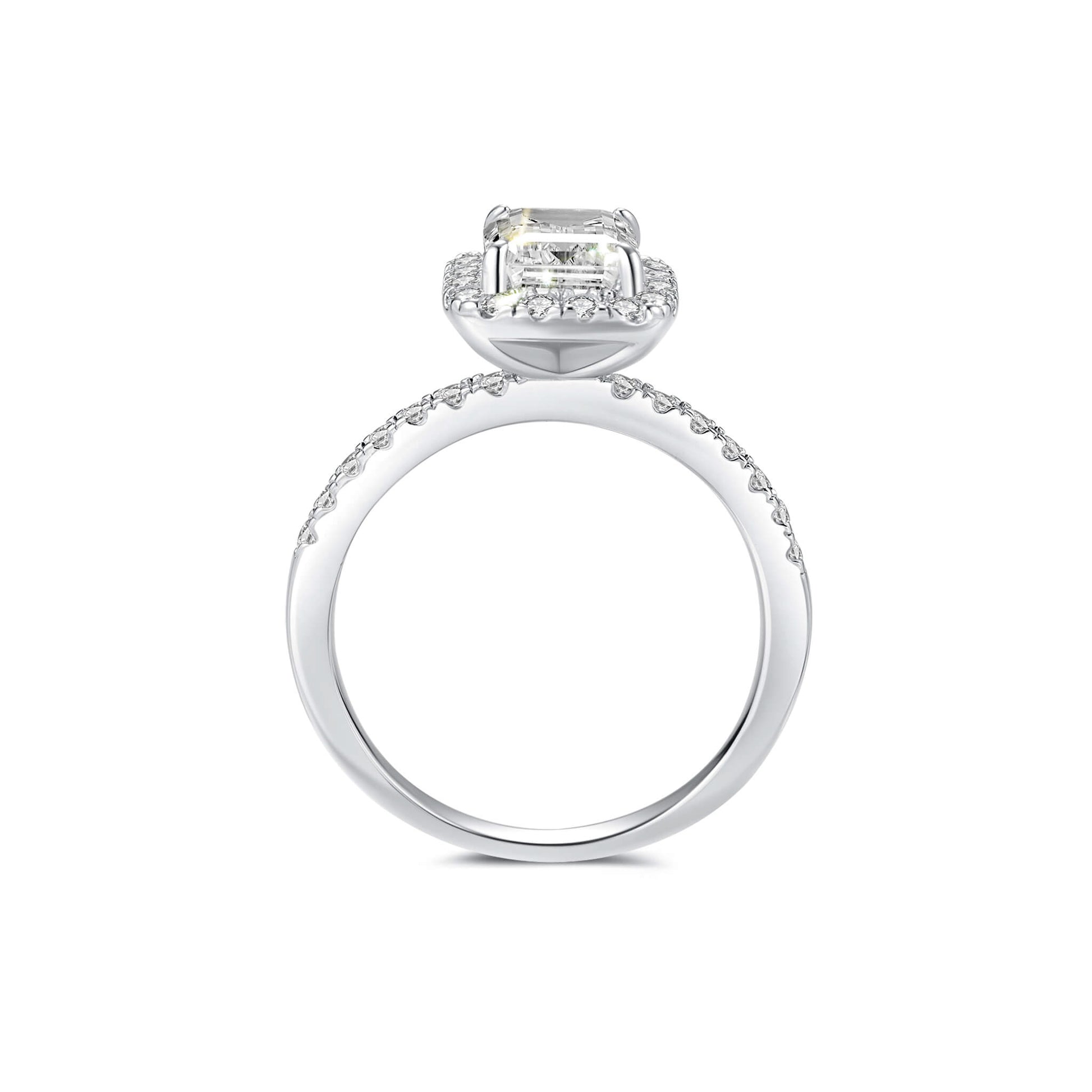Halo Emerald Lab Diamond Ring in Platinum - Neoshine