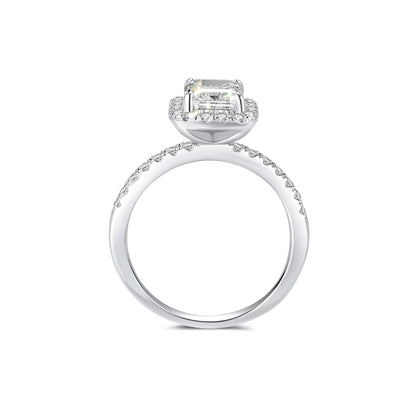 Halo Emerald Lab Diamond Ring in Platinum - Neoshine