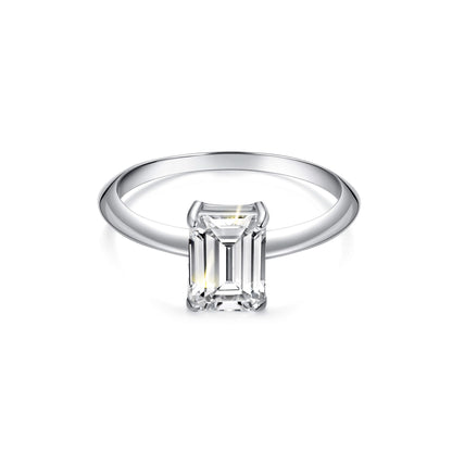 Solitaire Emerald Lab Diamond Ring in Platinum - Neoshine