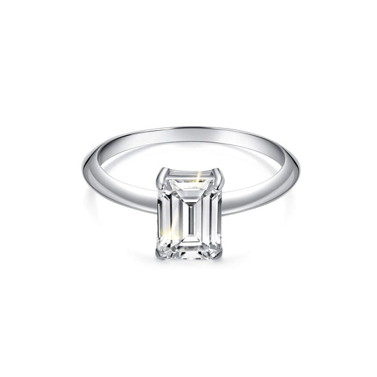 Solitaire Emerald Lab Diamond Ring in Platinum - Neoshine