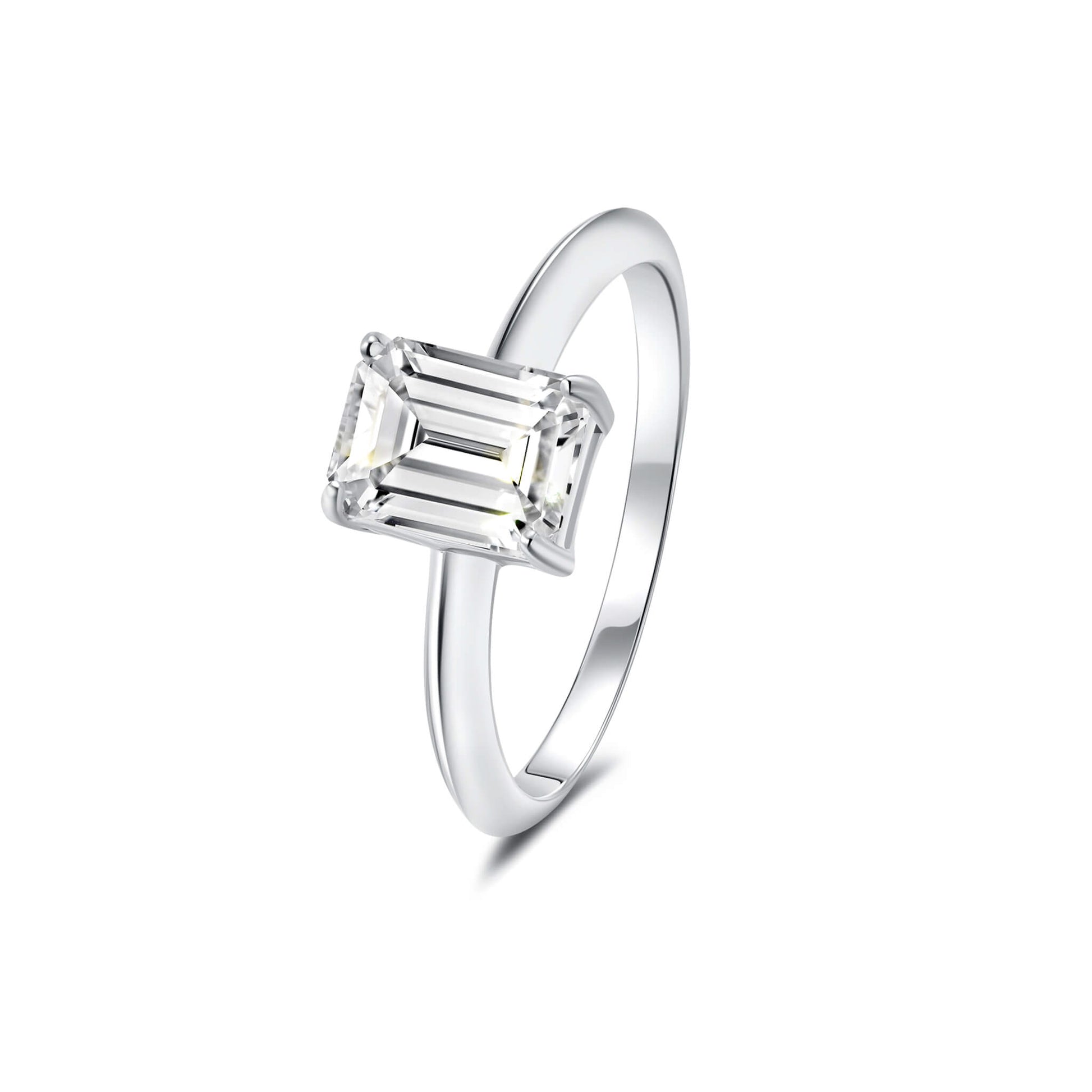 Solitaire Emerald Lab Diamond Ring in Platinum - Neoshine