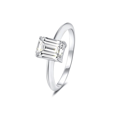 Solitaire Emerald Lab Diamond Ring in Platinum - Neoshine
