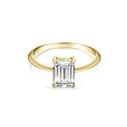 Solitaire Emerald Lab Diamond Ring in 18K Yellow Gold - Neoshine