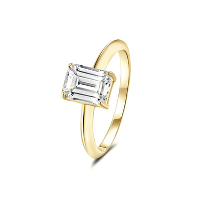 Solitaire Emerald Lab Diamond Ring in 18K Yellow Gold - Neoshine