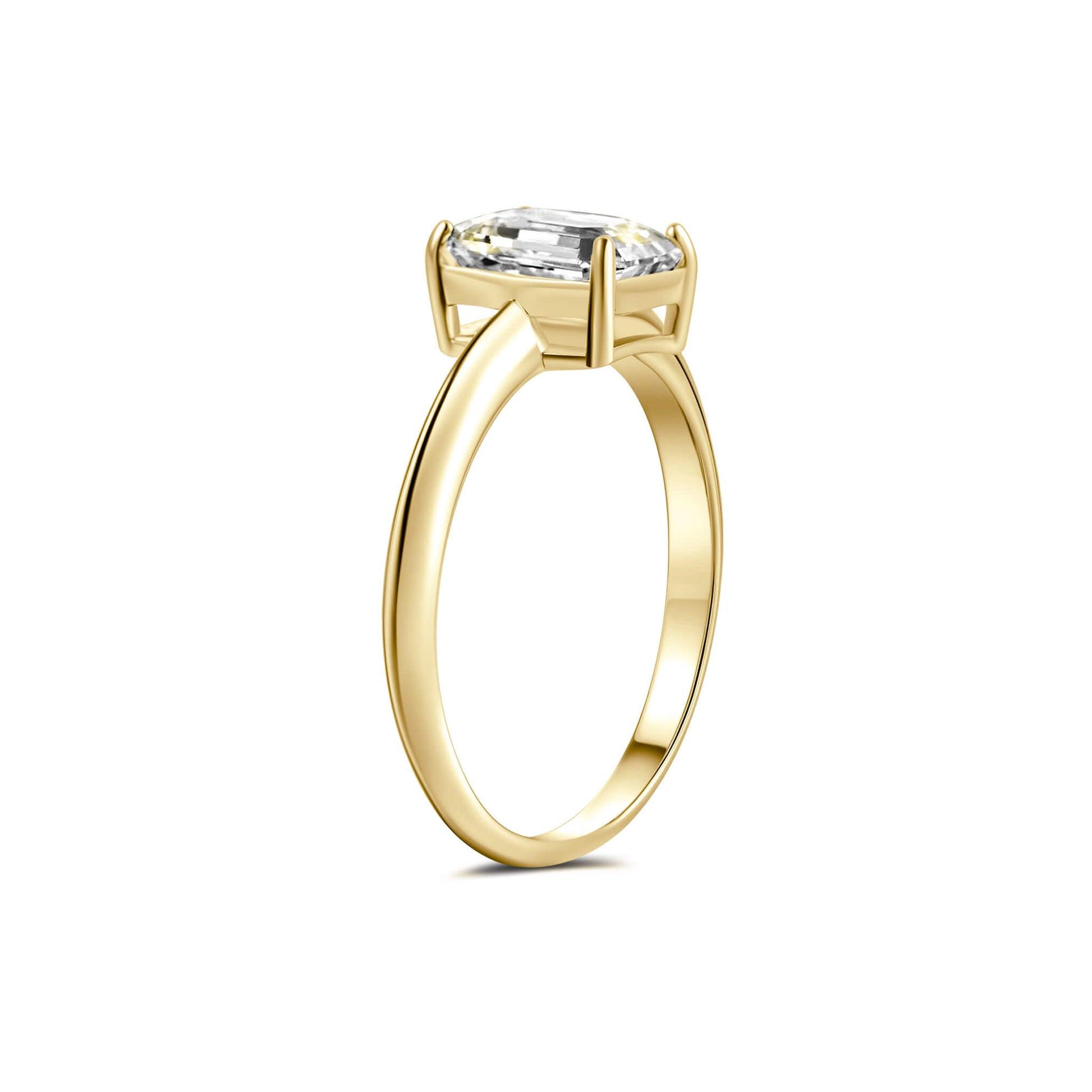 Solitaire Emerald Lab Diamond Ring in 18K Yellow Gold - Neoshine