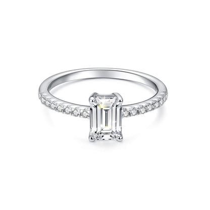 Solitaire Emerald Lab Diamond Ring in Platinum - Neoshine