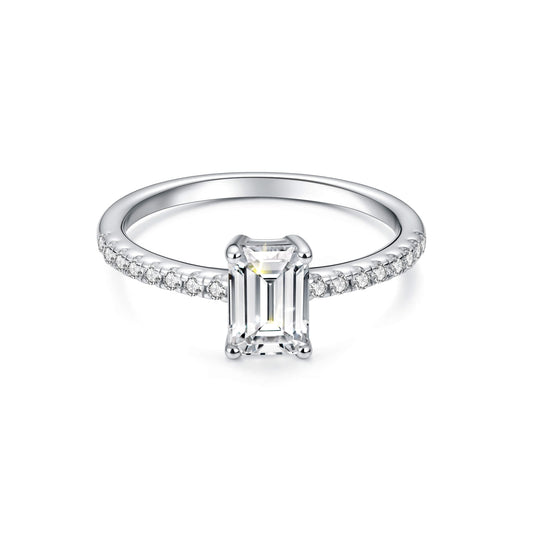 Solitaire Emerald Lab Diamond Ring in Platinum - Neoshine