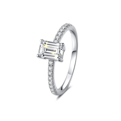 Solitaire Emerald Lab Diamond Ring in Platinum - Neoshine