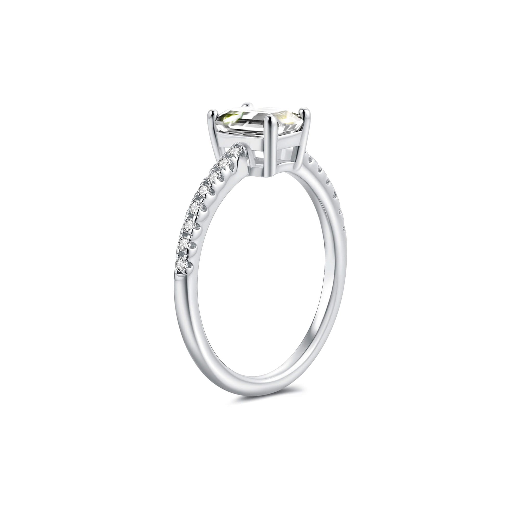 Solitaire Emerald Lab Diamond Ring in Platinum - Neoshine