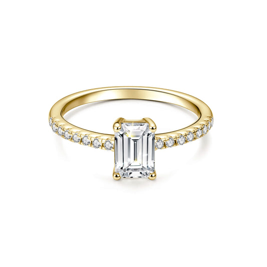 Solitaire Emerald Lab Diamond Ring in 18K Yellow Gold - Neoshine
