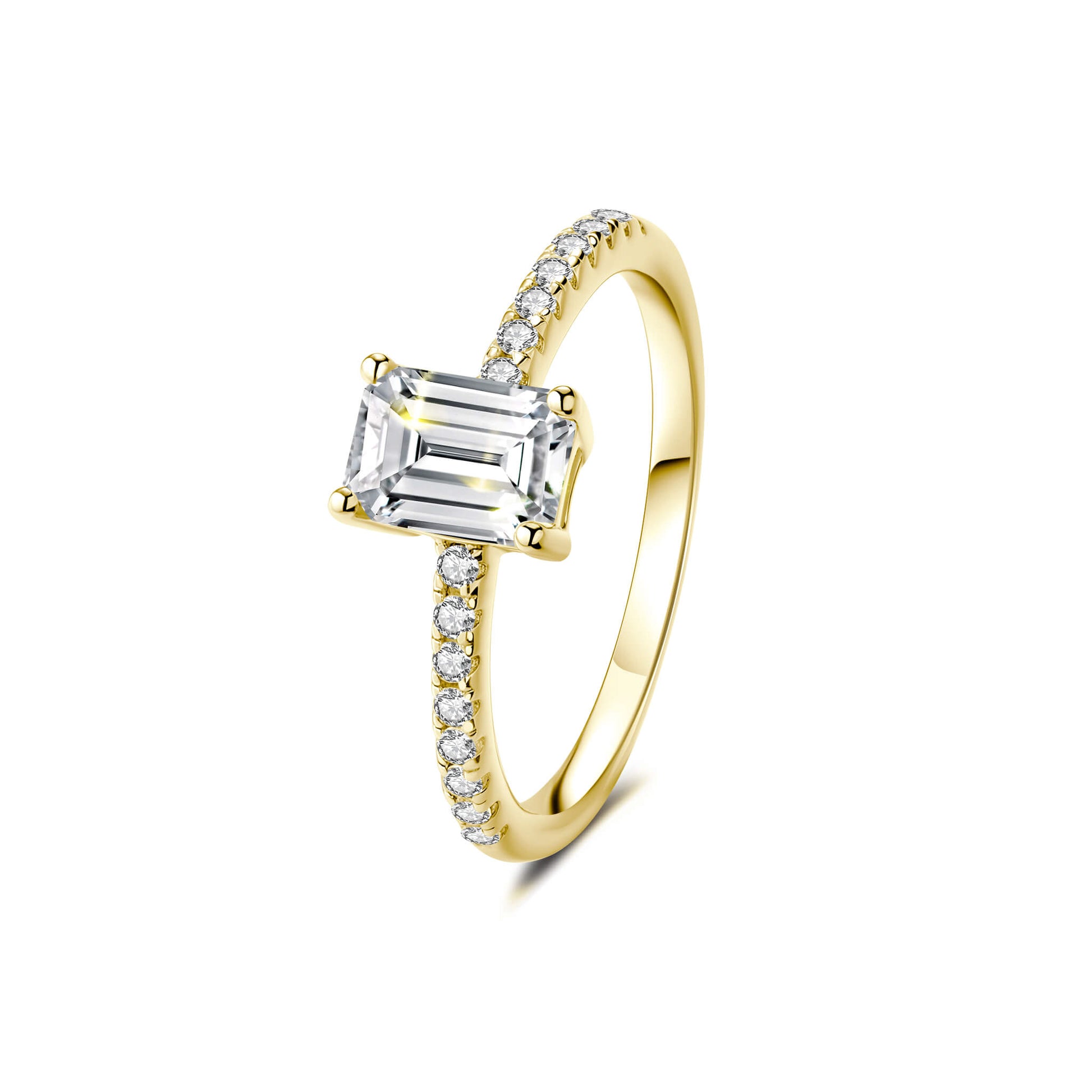 Solitaire Emerald Lab Diamond Ring in 18K Yellow Gold - Neoshine