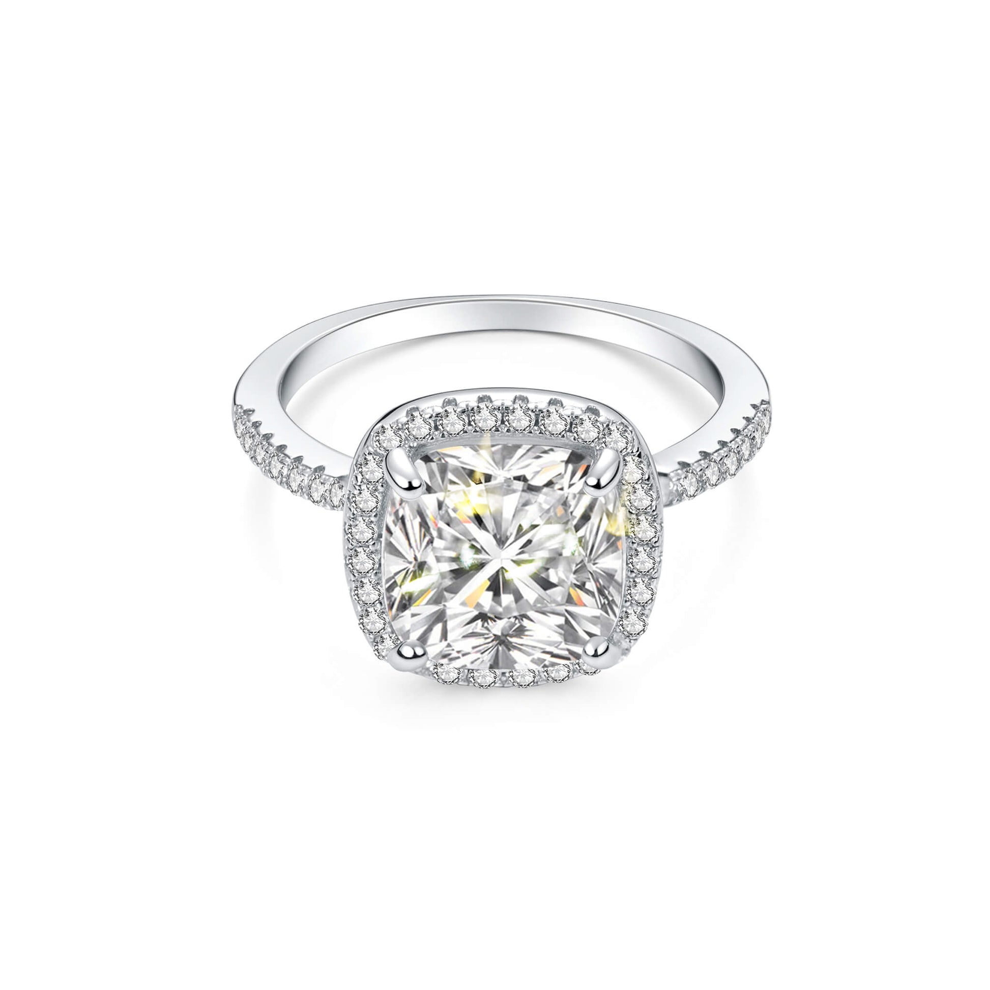 Halo Cushion Lab Diamond Ring in Platinum - Neoshine