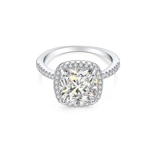 Halo Cushion Lab Diamond Ring in Platinum - Neoshine