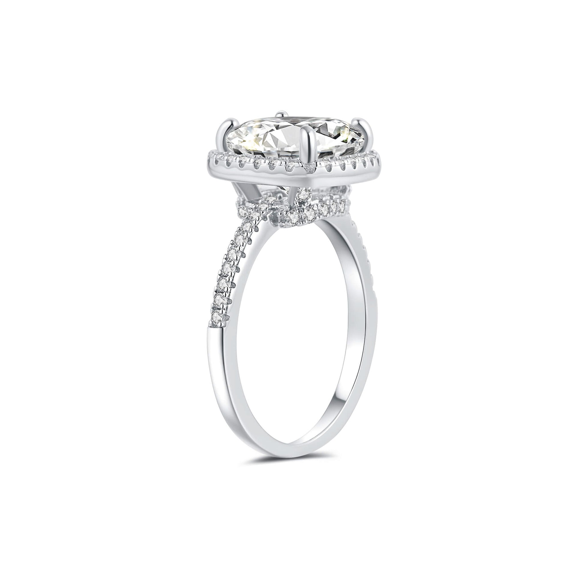 Halo Cushion Lab Diamond Ring in Platinum - Neoshine