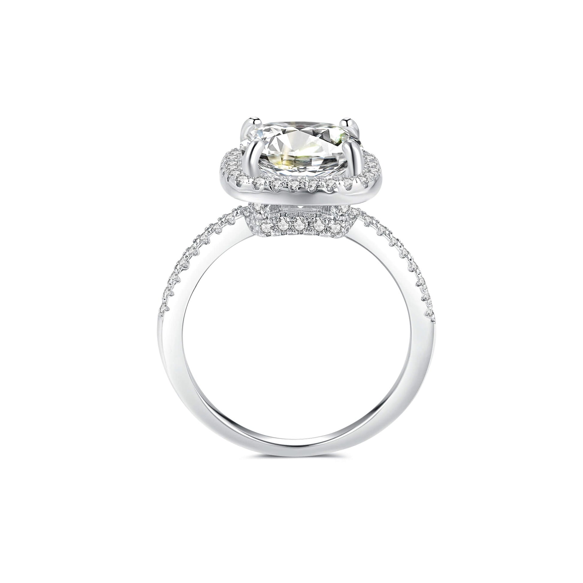 Halo Cushion Lab Diamond Ring in Platinum - Neoshine